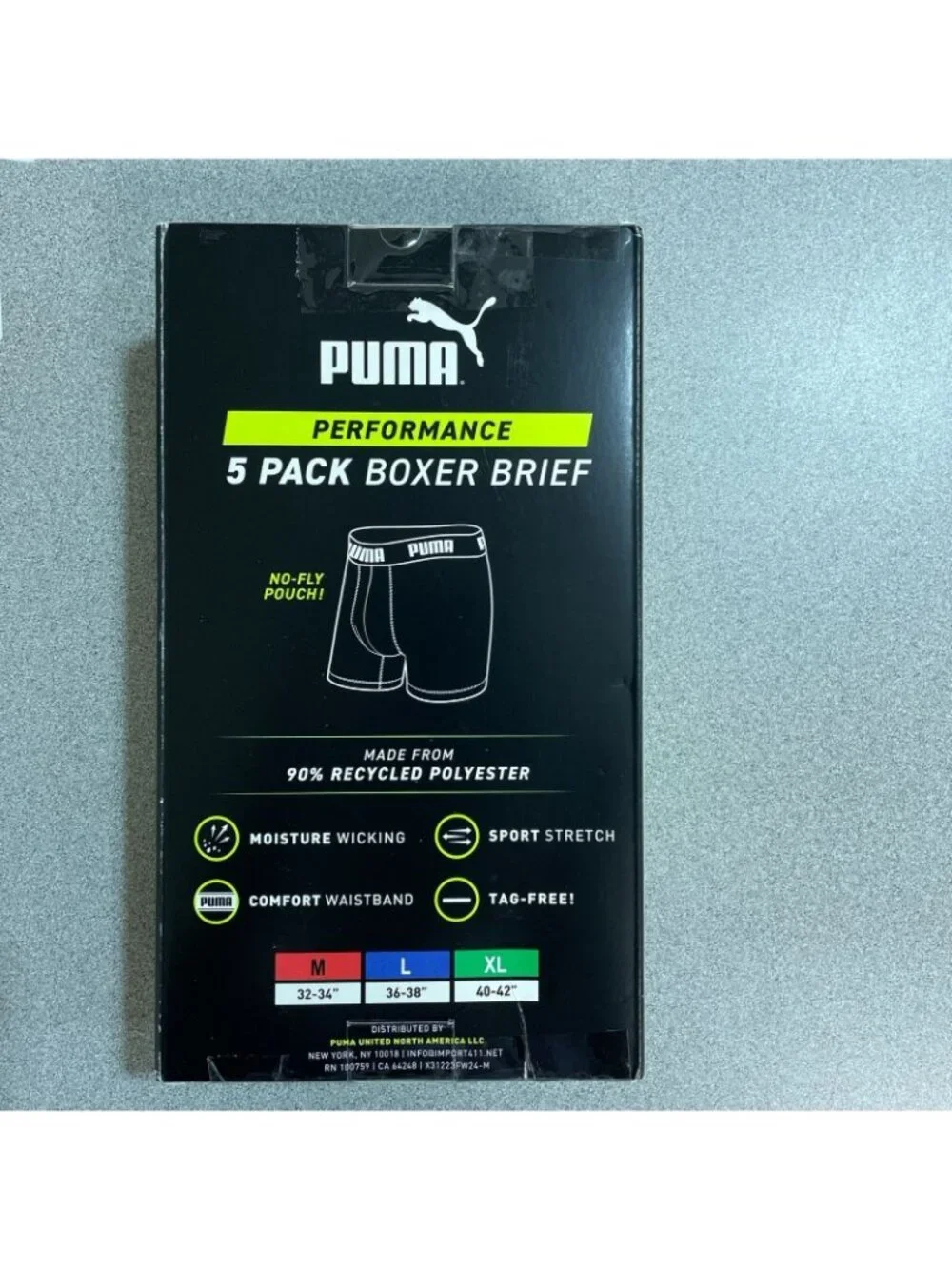 NWT Puma Men's M Sportluxe Performance Boxer Briefs 5-Pack Moisture Wicking